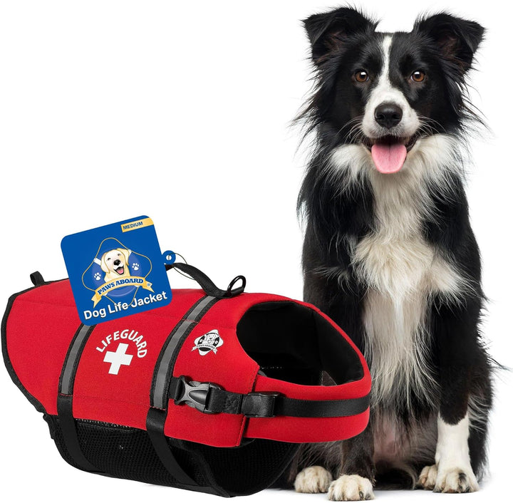 Dog Life Jacket - Swimming Vest for Dogs, Adjustable, Reflective, Comfortable, Multiple Colors, Patterns, Xx-Small to Extra Large Dog Swim Vest with Handle (Red, Large)