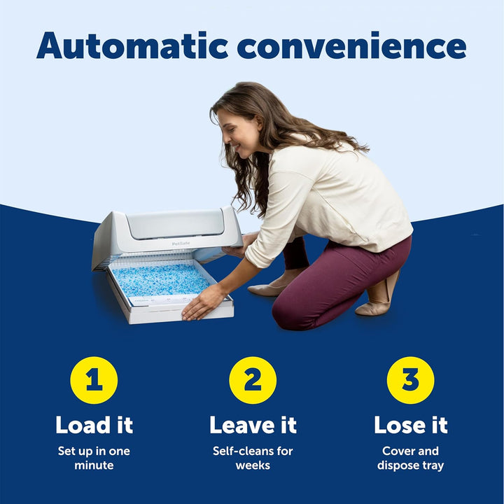 Scoopfree Crystal Pro Self-Cleaning Automatic Litter Box - Uncovered Motion-Sensing Cat Box with Integrated Health Counter - Includes 1 Disposable Crystal Litter Tray