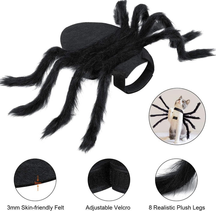Halloween Spider Costume for Dog Cat, Halloween Pet Costume Halloween Decorations, Spider Decor Halloween Party Supply, Spider Cosplay Costumes with Adjustable Velcro for Small Medium Dogs and Cats