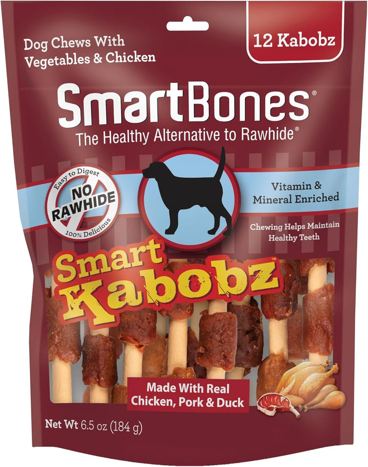 Smart Kabobz, Treat Your Dog to a Rawhide-Free Chew Made with Real Chicken, Pork and Duck 18 Count (Pack of 1)