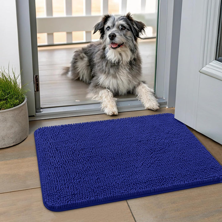 Dog Door Mat for Muddy Paws 30X20, Absorbs Moisture and Dirt Doormat, Non-Slip Washable Quick Dry Chenille Front Door Mat Indoor Entrance, Entryway Carpet for inside Floor, Grey