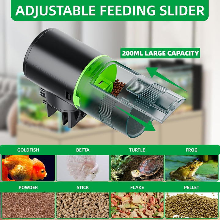 Automatic Fish Feeder for Aquarium: Auto Fish Food Dispenser with Timer for Small Tank Betta Turtle - Battery Vacation Self Feeding for Flakes
