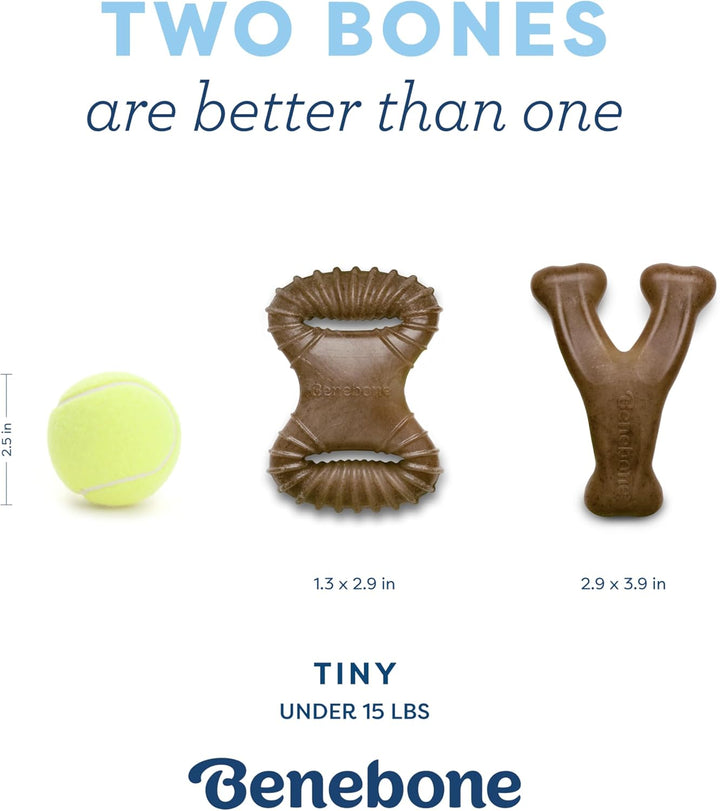 Puppy 2-Pack Dental Chew/Wishbone Dog Chew Toys, Made in USA, Real Bacon Flavor