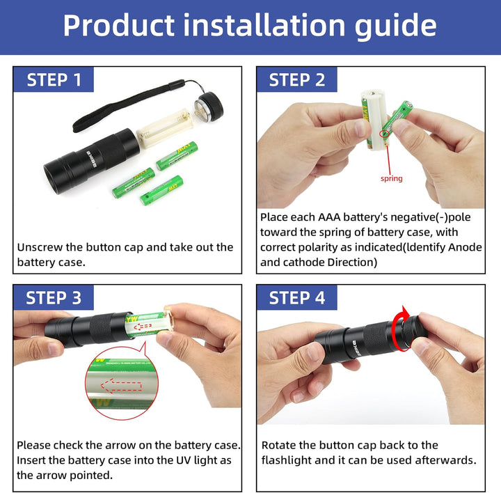 UV Flashlight Black Light–Small Portable Mini 12 LED Blacklight Flashlight for Hidden Stain Detection in Room, Resin Curing,Scorpion & Bed Bug Find,Pet Urine & Dry Stain Detection/Carpets/Rugs/Floors