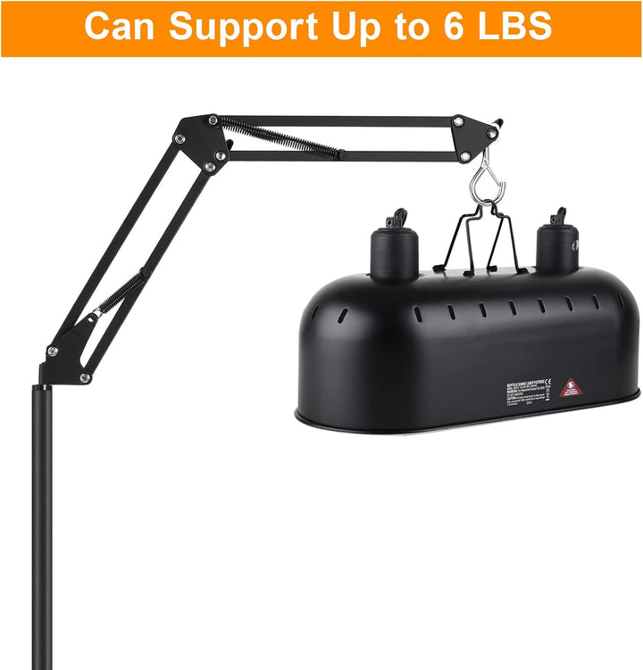 Reptile Lamp Stand Reptile Light Stand (15.7Inch to 74.3Inch) with 360° Adjustable Swing Arm, Heat Lamp Holder for Bearded Dragon Turtles Snake and Chicks