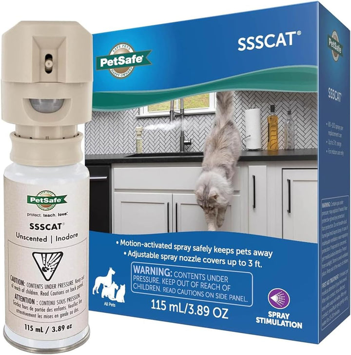 SSSCAT Automatic Spray Pet Deterrent - Contactless Behavior Correction - Motion Sensor Air Burst - Odorless - Non-Staining - Versatile Placement Spray