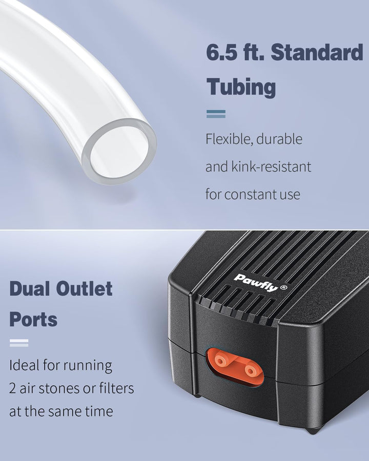 Aquarium Air Pump Oxygen Pump for 10-200 Gallon Fish Tanks Buckets Dual Outlet Adjustable Ultra Quiet Aerator Pump with Accessories