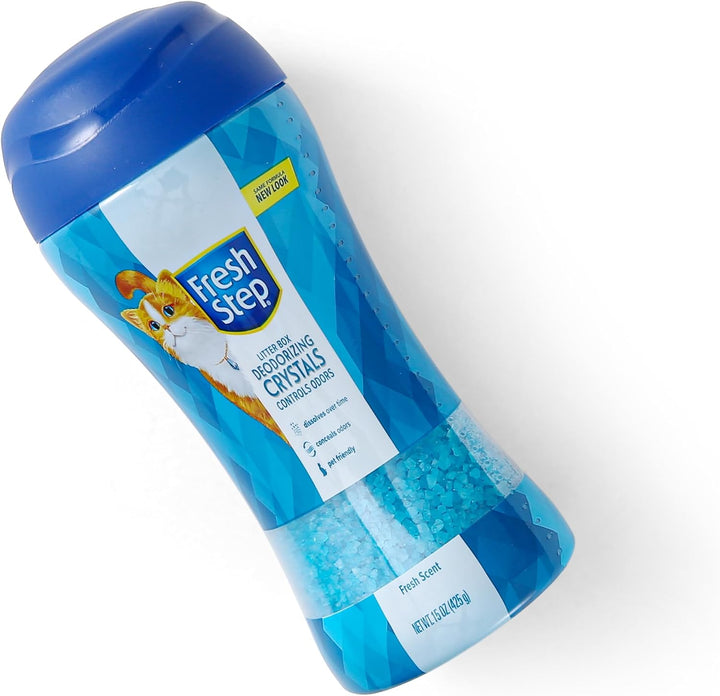 Cat Litter Crystals in Fresh Scent - Cat Litter Box Deodorizer - Combats Odors and Neutralizes Smells to Keep Your Home Clean, 15 Ounce - 3 Pack