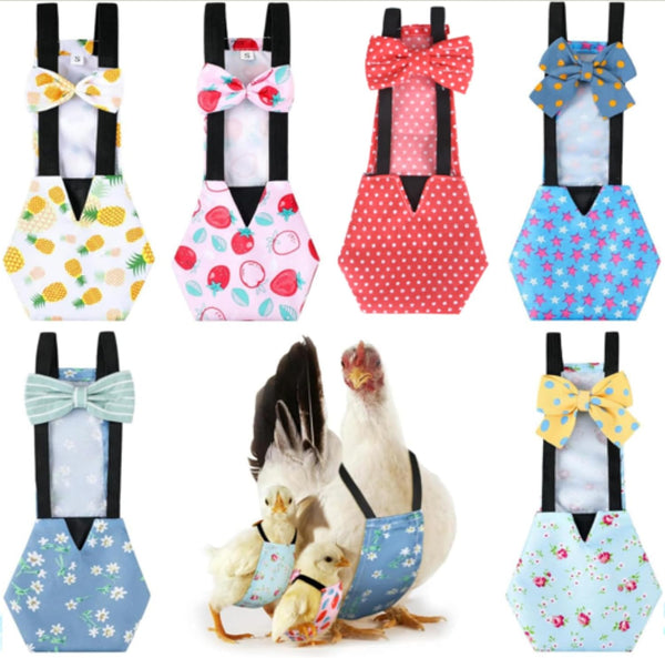 6 Pcs Washable Chicken Diapers Reusable Pet Diaper with Bow Tie for Pet Ducks Hens Goose Clothes Poultry Nappies Waterproof Adjustable for Hen Rooster Chicken(Classic,M)