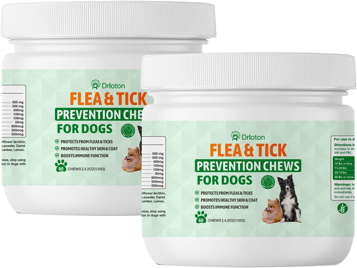 Flea and Tick Prevention for Dogs Chewables - 180 Treats - Natural Dog Flea and Tick Treatment Chewable Supplement for All Breeds & Ages - Soft Chews - Chicken Flavor