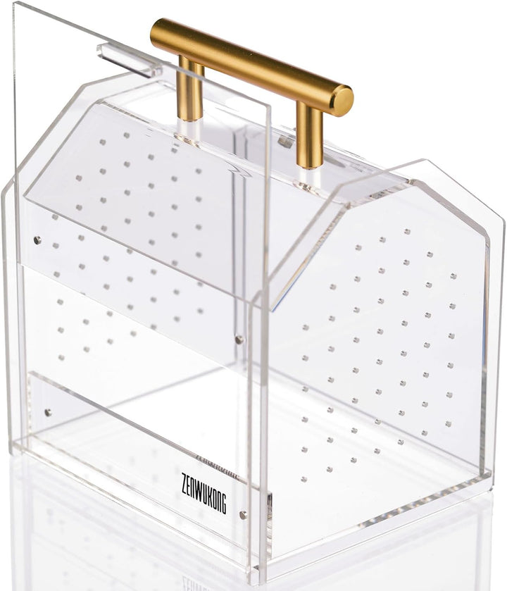 Jumping Spider Enclosure - Acrylic Terrarium Habitat for Spiders, Tarantulas, Snail, Mantis, Lizard, and Small Reptiles, Magnetic Doors (5.5X4.7X6.6 Inch)