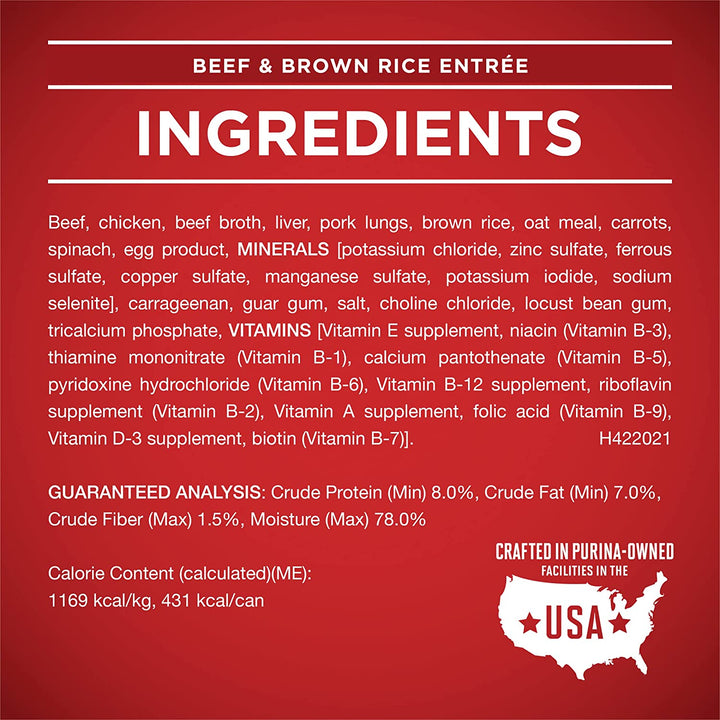 Classic Ground Chicken and Brown Rice, and Beef and Brown Rice Entrees Wet Dog Food Variety Pack - (Pack of 6) 13 Oz. Cans