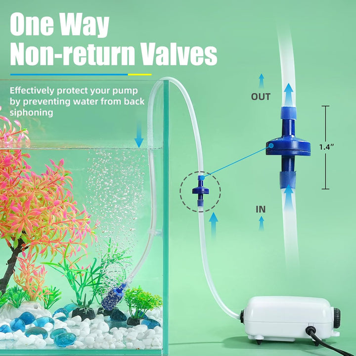 14Feet Aquarium Airline Tubing, Standard 3/16" Tubing, Air Pump Accessories,With Air Stones, Check Valves, Suction Cups and Connectors (Clear)