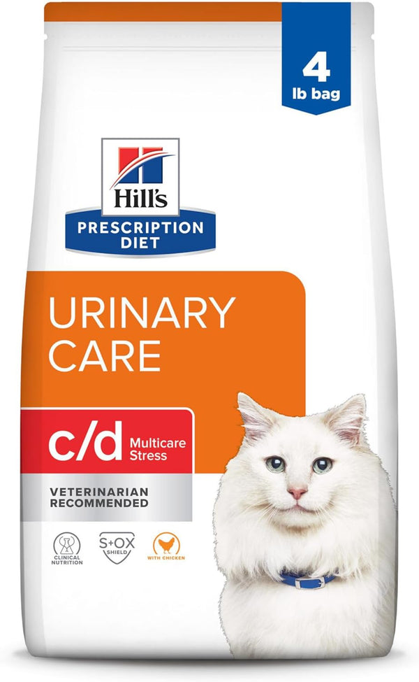 C/D Multicare Stress Urinary Care with Chicken Dry Cat Food, Veterinary Diet, 4 Lb. Bag