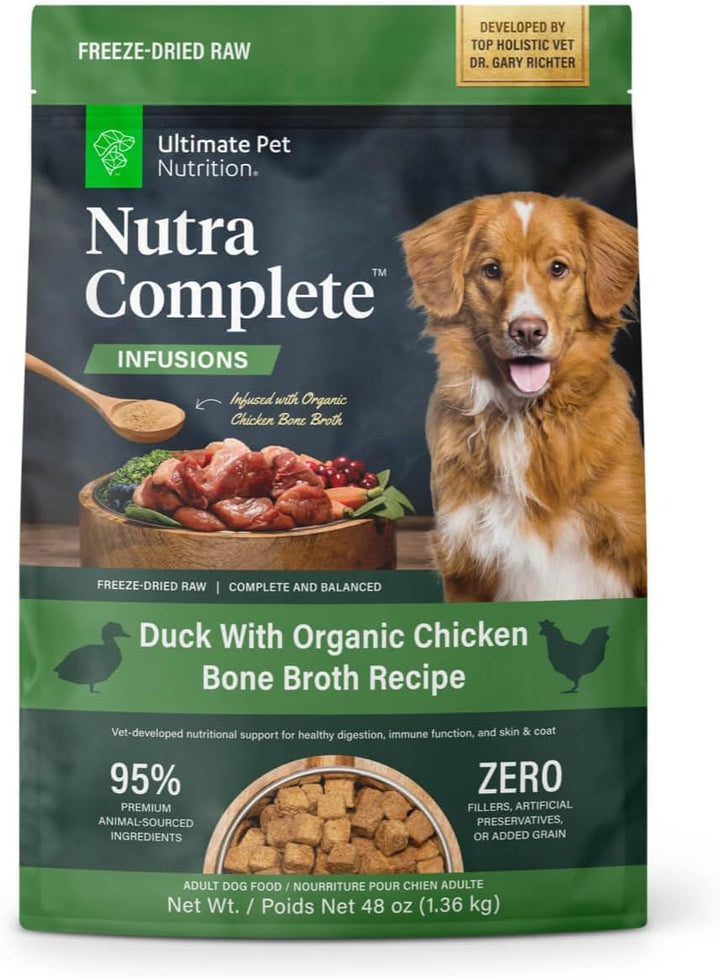 Nutra Complete Freeze Dried Raw Dog Food, Veterinarian Formulated with Antioxidants, Prebiotics & Amino Acids (3 Pound, Beef)