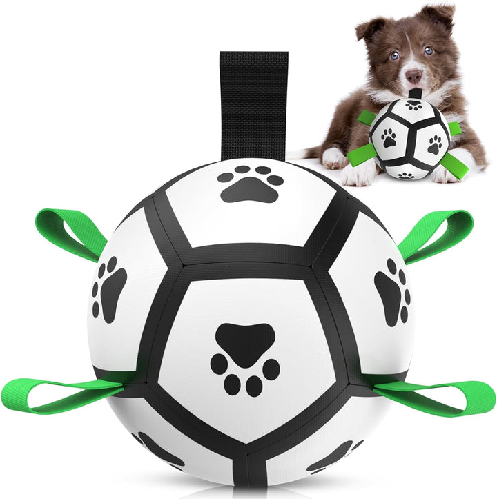Premium Dog Toys Balls, Dog Soccer Ball with Straps, Dog Birthday Gifts, Herding Ball, Durable Balls for Small Medium Pet, Puppy Outdoor Toy, Pet Training Soccer Ball, World Cup Soccer (6 Inch)