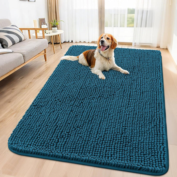 Dog Door Mat for Muddy Paws 30X20, Absorbs Moisture and Dirt Doormat, Non-Slip Washable Quick Dry Chenille Front Door Mat Indoor Entrance, Entryway Carpet for inside Floor, Grey