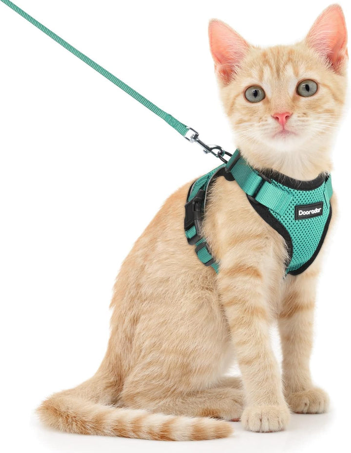 Cat Harness and Leash Set, Escape Proof Safe Adjustable Kitten Vest Harnesses for Walking, Easy Control Soft Breathable Mesh Jacket with Reflective Strips for Cats, Pink, XS