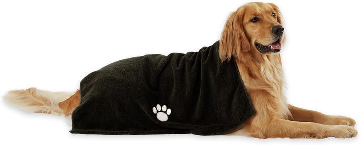 Pet Grooming Towel Collection Absorbent Microfiber X-Large, 41X23.5", Embroidered Gray