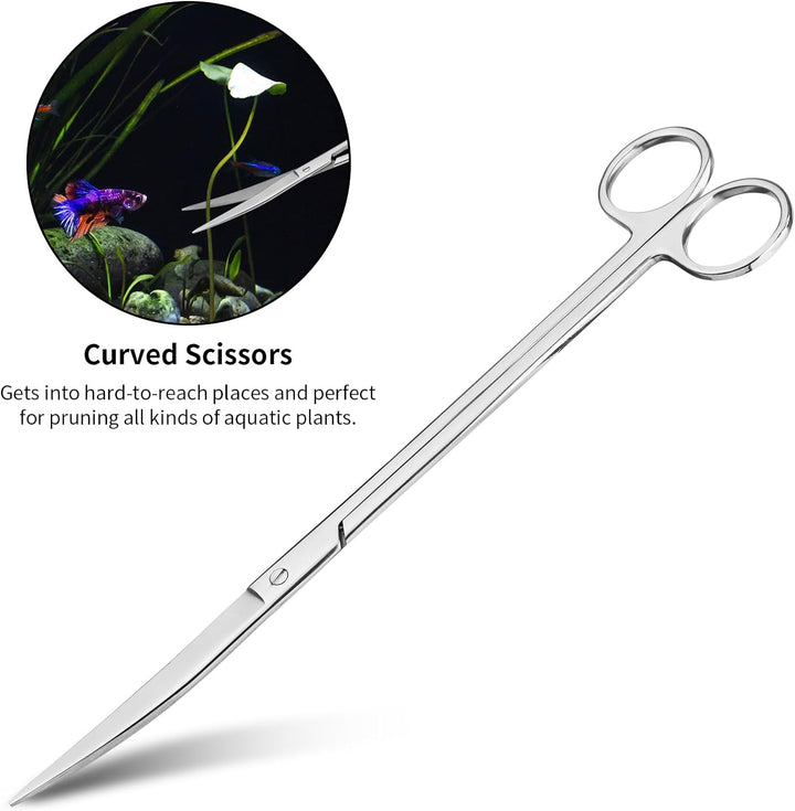Aquascape Tools Aquarium Kit - 4PCS Terrarium Supplies Include Long Tweezers for Terrarium, Feeding Tongs, Aquarium Scissors, Algae Scraper for Fish Tank Cleaning Plant Trimming