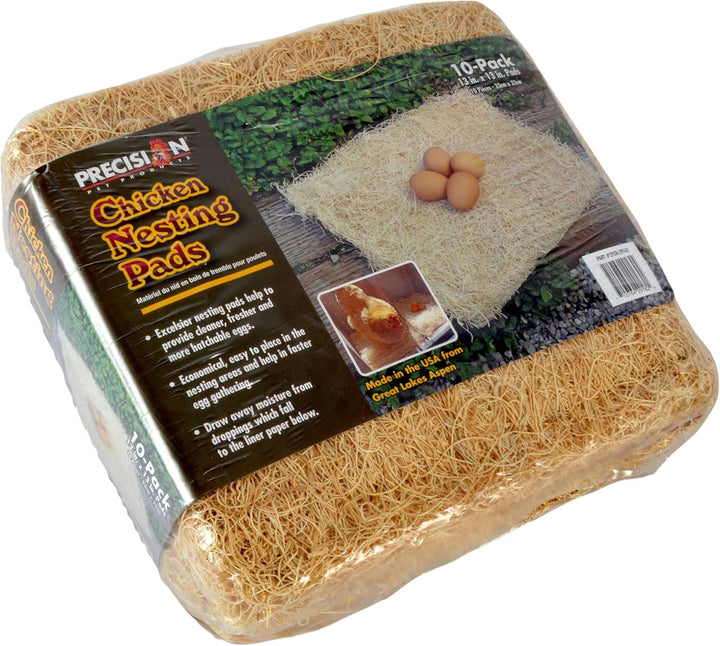 Chicken Nesting Pads by Petmate – 13” X 13” Premium Chicken Bedding Fit Most Nesting Boxes – 10 Pack,Beige, Made in USA