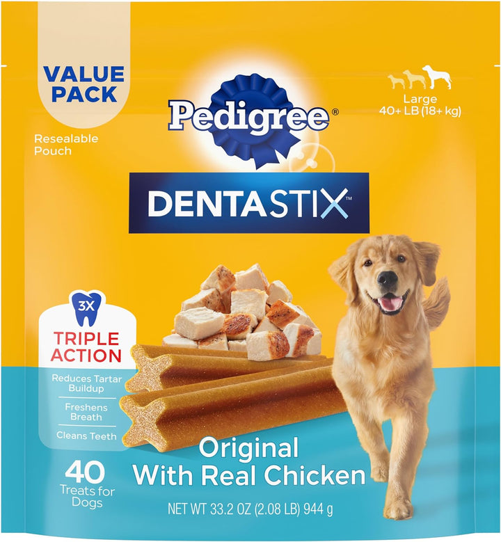 Dentastix Large Breed Dog Treats, Original, Beef & Fresh Flavor, 2.73 Lb. Variety Pack (51 Treats)