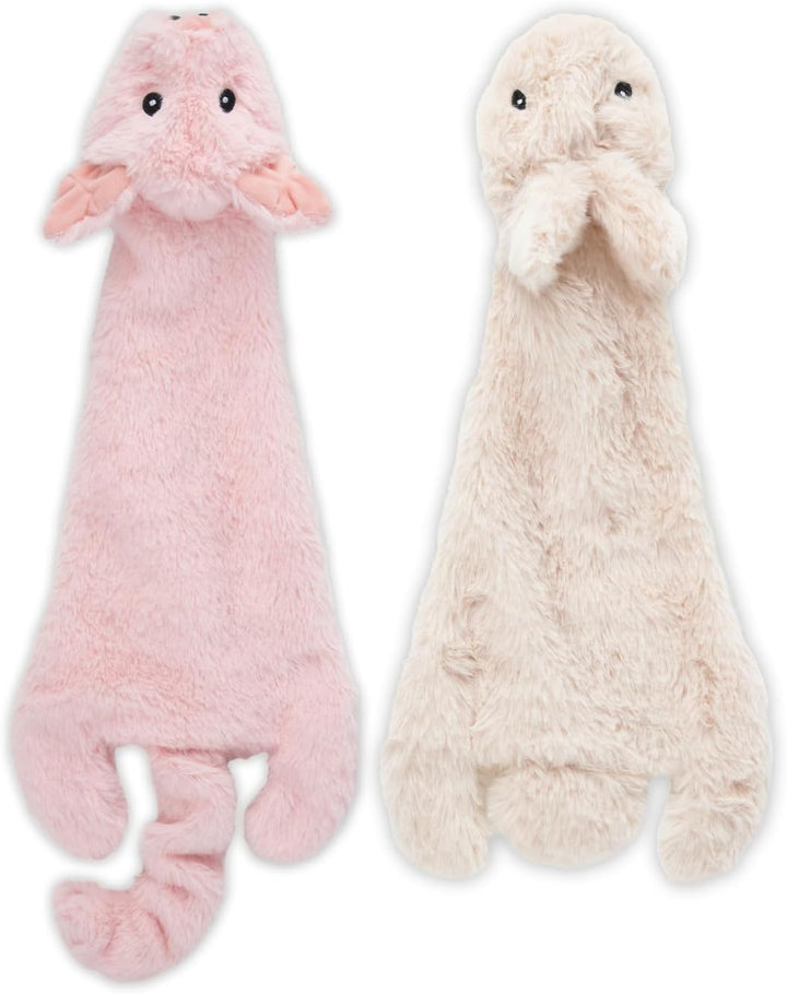 2-In-1 Stuffless Squeaky Dog Toys with Soft, Durable Fabric for Small, Medium, and Large Pets, No Stuffing for Indoor Play, Supports Active Biting and Play - 4 Figures, Small