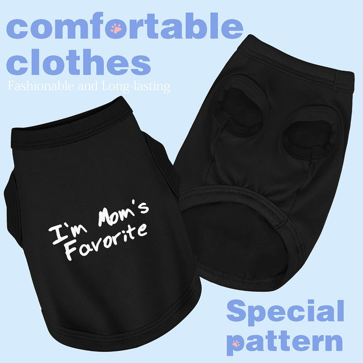 Cozy Sleeveless Canine Wear Dog Clothes, Soft, Lightweight, and Breathable Cotton Dog Shirt with I'M Mom'S Favorite Print.Vest Tank Top Ideal for Small, Medium, and Large Breeds Black M
