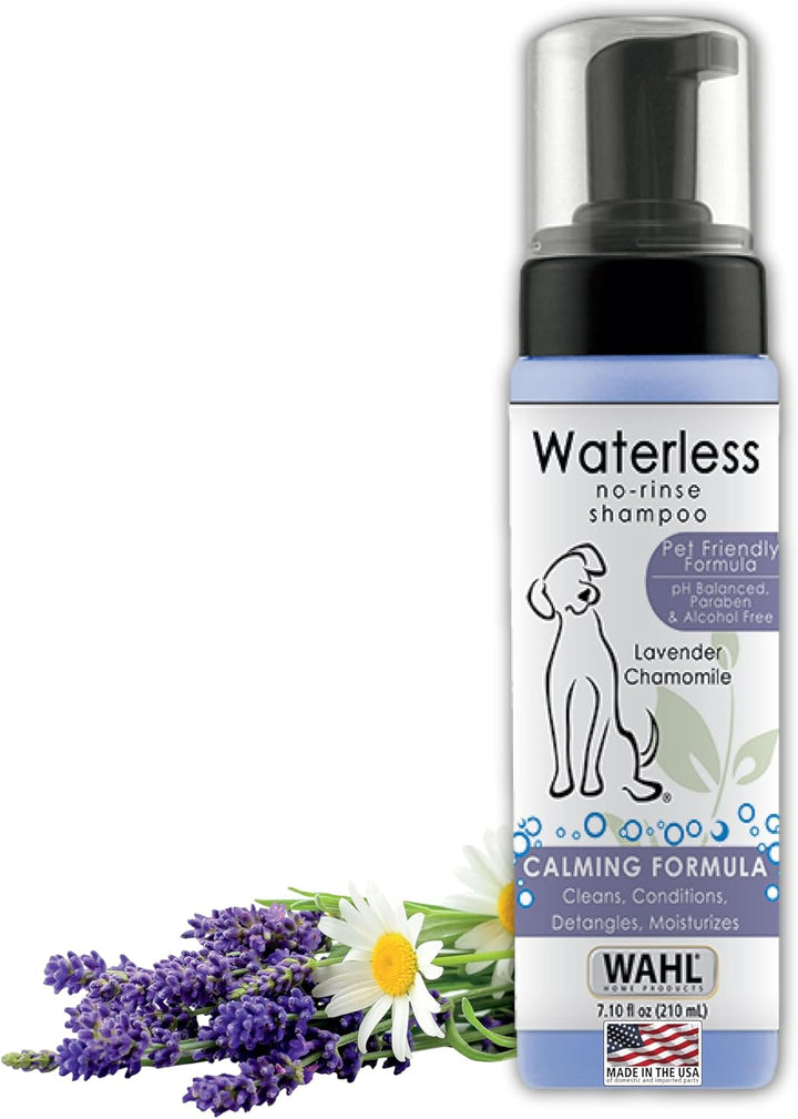 USA Pet Friendly Waterless No Rinse Shampoo for Animals – Lavender & Chamomile Scented - Cleaning, Conditioning, Detangling, & Moisturizing Shampoo for Dogs – 7.1 Oz - Model 820014A