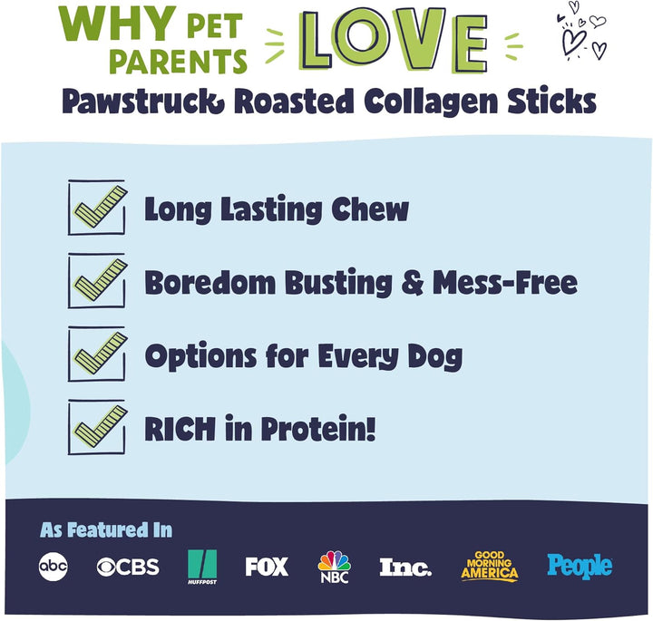All Natural 11-12" Roasted Collagen Sticks for Dogs – Low Odor & Long-Lasting Bully Stick & Rawhide Alternative, Single Ingredient, Vet Approved – 5 Pack