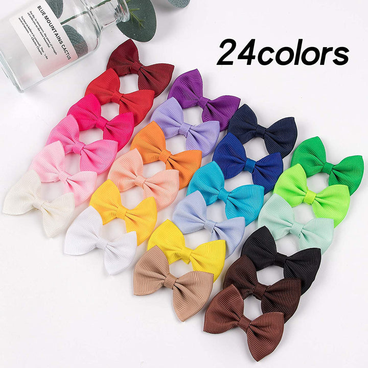 48Pcs(24Pairs) Dog'S Hair Bows Clips,Small Handmade Hair Accessories Bow Pet Puppy for Doggies Cat Kitten Rabbit Grooming Accessories (Mixcolors-48Pcs Bows Hair Clip)