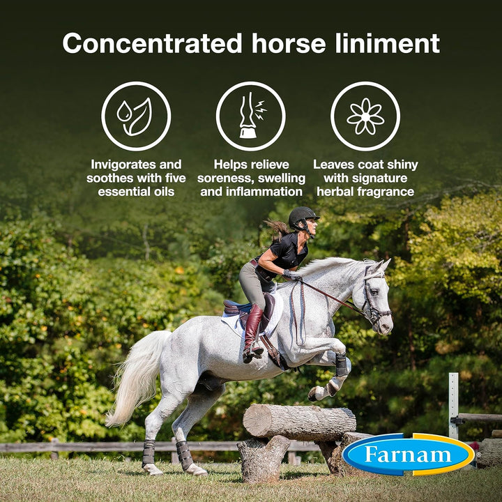 Vetrolin Horse Liniment for Muscle Soreness, Stiffness and Inflammation Relief on Horses, Helps Reduce Swelling, Aids in Pain Relief, 32 Oz.