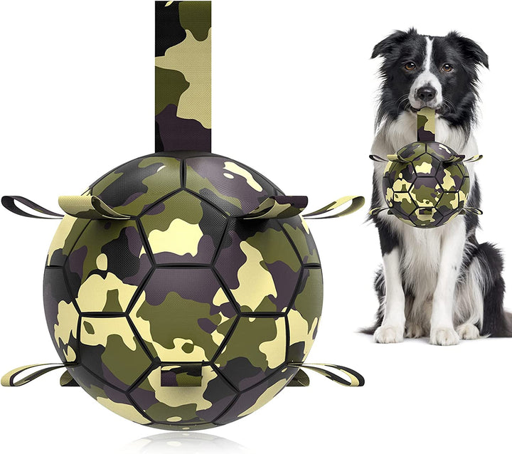Premium Dog Toys Balls, Dog Soccer Ball with Straps, Dog Birthday Gifts, Herding Ball, Durable Balls for Small Medium Pet, Puppy Outdoor Toy, Pet Training Soccer Ball, World Cup Soccer (6 Inch)