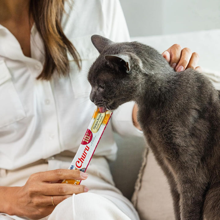 Churu for Senior 10+, Creamy Lickable Cat Treats with Taurine, Vitamin E & C, 0.5 Ounces Each, 60 Tubes, Tuna & Chicken Variety