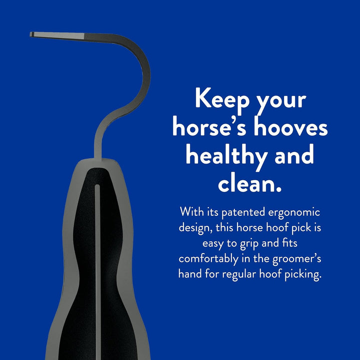 Professional Animal Equine Grooming Horse Hoof Pick (#858710) - Horse Hoof Pick for Grooming - Ergonomic, Comfort Rubber Handle - Horse Cleaning Tool - Black