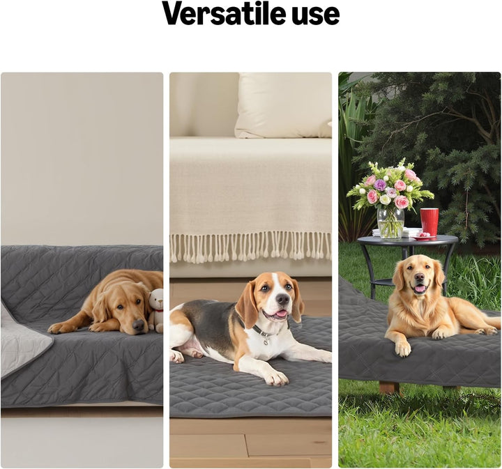 Couch Cover for Dogs, Washable Anti-Slip Blanket for Bed Sofa, Quilted Furniture Protector for Indoor Pets, 82 X 68 Inches, Gray