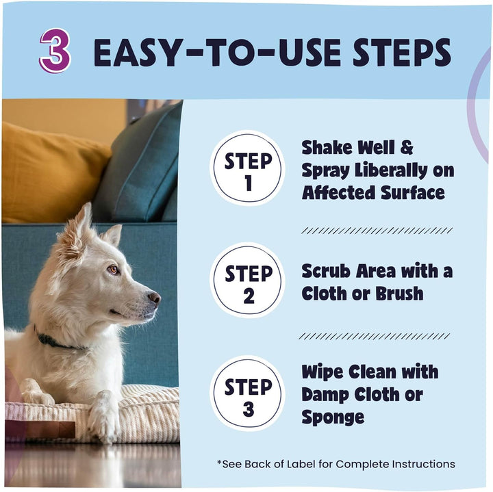 Professional Strength Pet Stain & Odor Remover - Natural Enzyme Cleaning Solution for Dogs & Cats - Safe and Effective Smell Eliminator - 32 Oz - Packaging May Vary