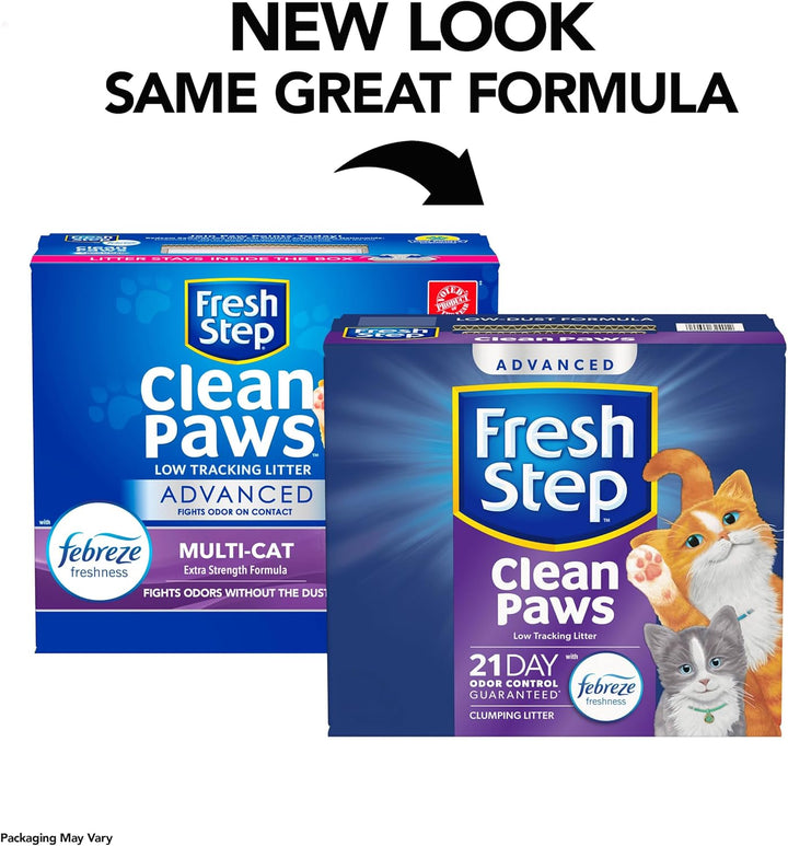 Clean Paws Cat Litter with Febreze Freshness, Advanced Multi Cat Low Tracking Clumping Litter, 37 Lbs. (2 X 18.5 Lb. Box)