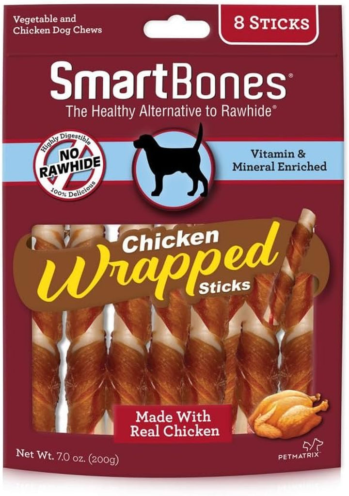 Chicken-Wrapped Sticks, Treat Your Dog to a Rawhide-Free Chew Made with Real Chicken and Peanut Butter 8 Count (Pack of 1)