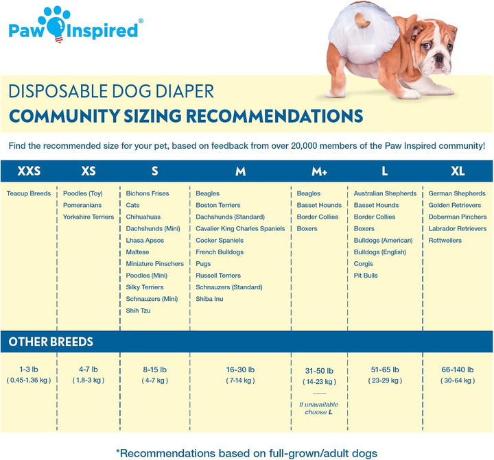 32Ct Disposable Dog Diapers | Female Dog Diapers Ultra Protection | Diapers for Dogs in Heat, Excitable Urination, or Incontinence (Small)