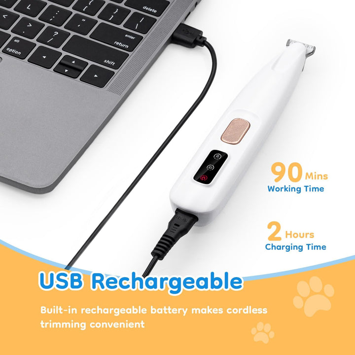 Pet Micro Precision Trimmer, Multifunctional Pet Hair Trimmer Waterproof Rechargeable Shaver with LED Light for Paws Eyes Ears Face Buttocks for Large/Small Dogs and Cats