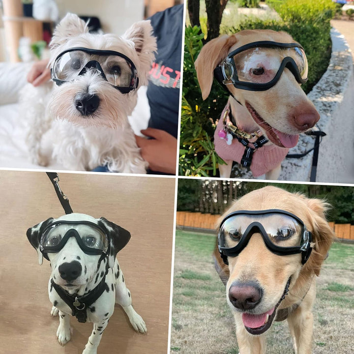 Dog Goggles Large Breed, Large Dog Sunglasses Eye Protection for Dogs Windproof Goggles for Medium Large Dog Riding Biking Driving, Clear