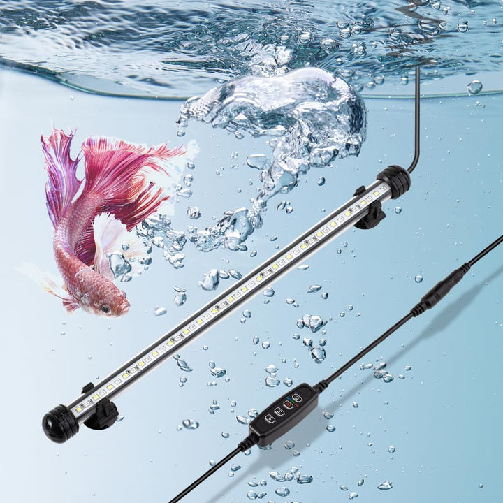 4W 7.5Inch Submersible Aquarium Light Underwater Fish Tank Light LED Aquarium Light Bar with Timer Auto On/Off and Dimmer Adjustable Brightness, 1 Yr Warranty