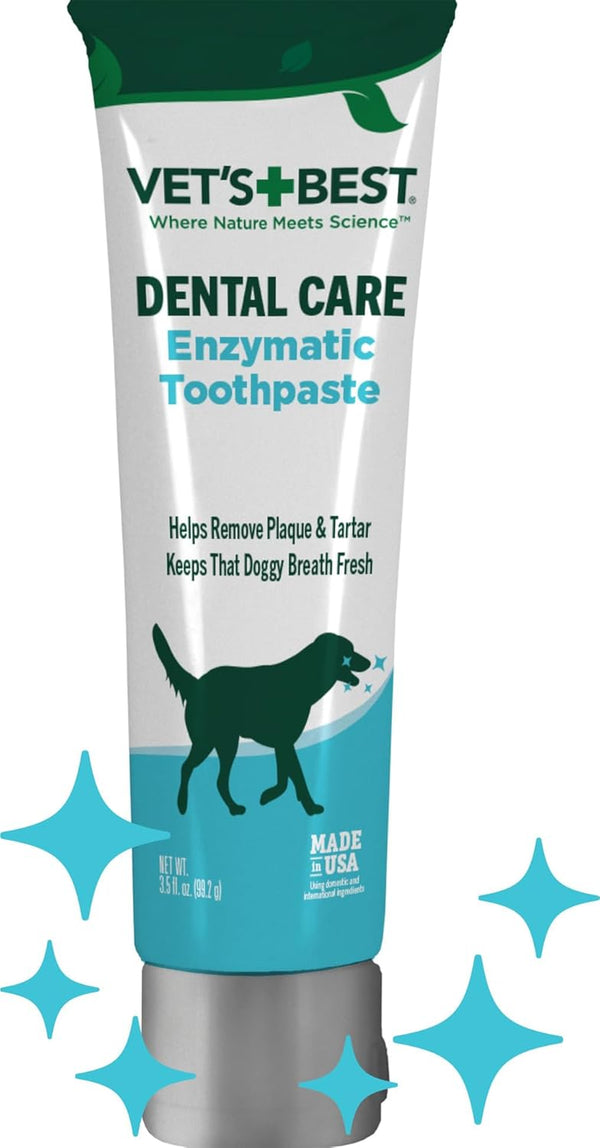 Enzymatic Dog Toothpaste – Vet Formulated Dental Gel for Teeth Cleaning, Fresh Breath, Tartar Control, Plaque Remover & Oral Hygiene for Dogs, 3.5 Oz
