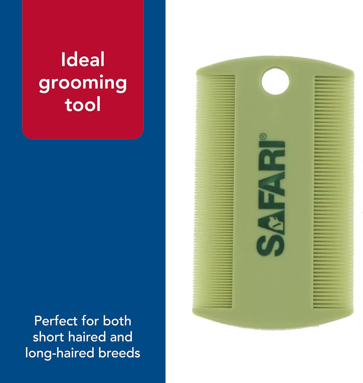 Pet Safari Double-Sided Grooming Comb - One Size Short Hair Dog Grooming Kit for Flea Prevention and Detection
