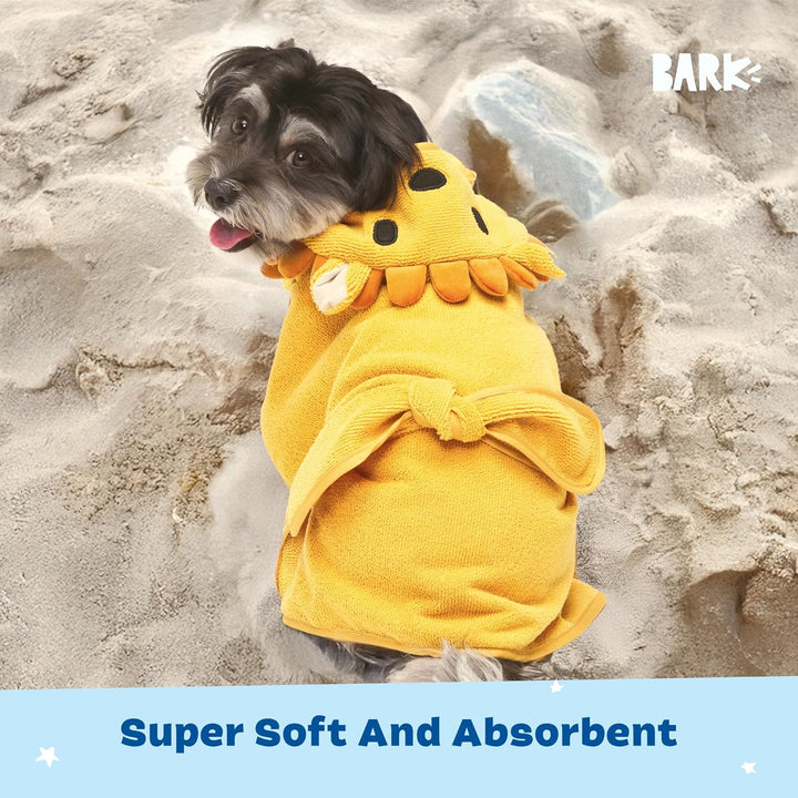 Dog Bathrobe Fast Drying with Hook and Loop Closure & Wrap Tie Snuggle, Cute Dogs Clothes, Easy to Clean, Machine Washable, Dog Coats and Tumble Dry Low - Lion, Small