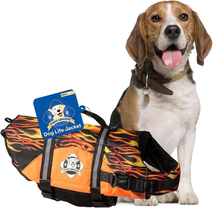 Dog Life Jacket - Swimming Vest for Dogs, Adjustable, Reflective, Comfortable, Multiple Colors, Patterns, Xx-Small to Extra Large Dog Swim Vest with Handle (Red, Large)