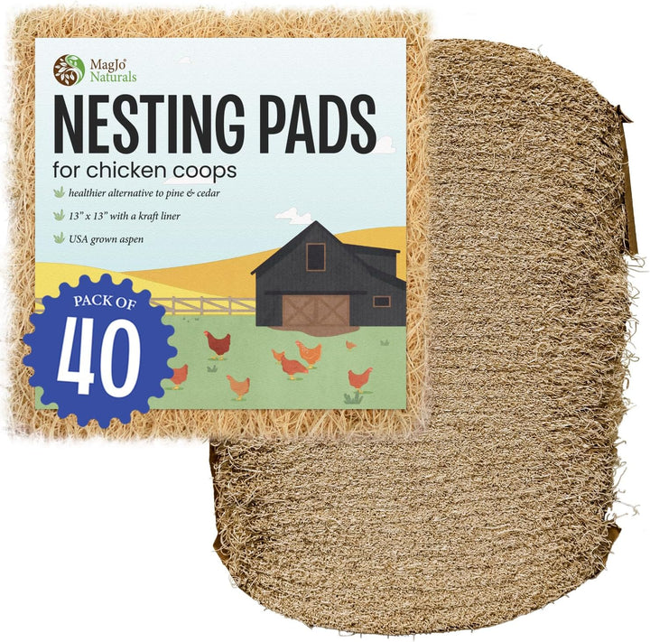 Premium Aspen 12 Pack Excelsior Nesting Liners (12 Pack), Chicken Bedding for Nesting Box, Nesting Pads Box Liners, Chicken Bedding for Coop, Chick Bedding, USA Grown & Sustainably Harvested