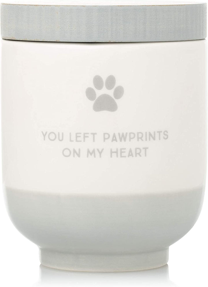 Pet Ceramic Forever in Our Hearts Urn, Pet Memorial, Dog or Cat Keepsake Urn, Rainbow Bridge, Gold