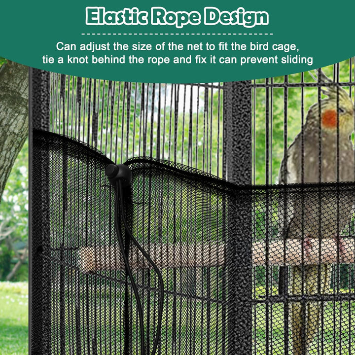 2 Pack Bird Cage Seed Catcher Guard, Bird Cage Cover,Heavy Duty Adjustable Nylon Mesh Netting Seed Catche for Parrot Parakeet Macaw African(L-94.4’’*14.9’’)